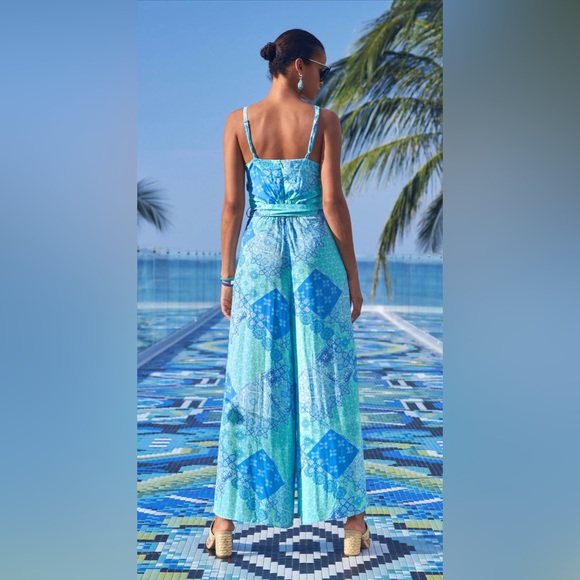 BRANS NEW W TAGS Boston Proper Beautiful Island Patchwork Slit Jumpsuit, sz 0 - Picture 4 of 7